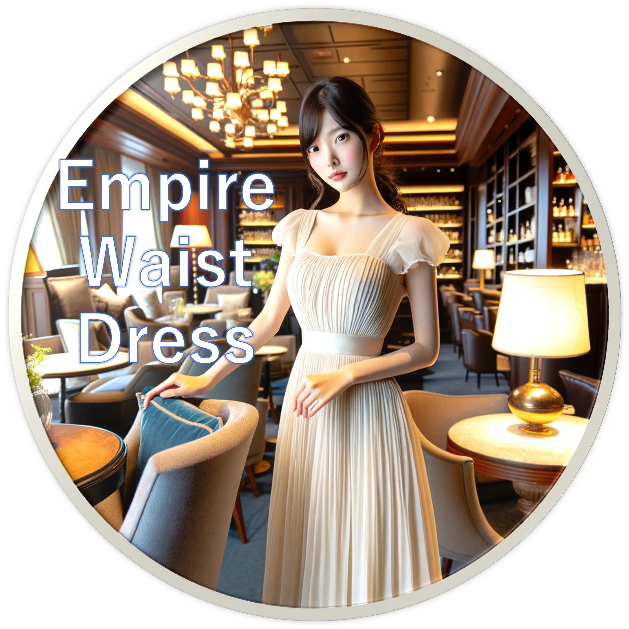 エンパイアウエストドレスのデザインをします。